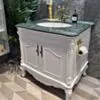 Kommod Badrum 80cm Ottawa Vit - Grön Marmor