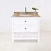 Kommod Badrum 80cm Utah Vit - Beige Marmor