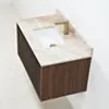 Badrumskommod Valnöt 80cm Beige Marmor - Båstad