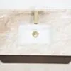 Badrumskommod Valnöt 80cm Beige Marmor - Båstad