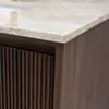 Badrumskommod Valnöt 80cm Beige Marmor - Båstad