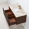 Badrumskommod Valnöt 100cm Beige Marmor - Båstad