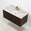 Badrumskommod Valnöt 100cm Beige Marmor - Båstad