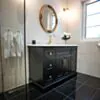 Kommod Badrum 120cm Wyoming Svart - Vit Marmor