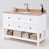 Kommod Badrum 120cm Utah Vit - Beige Marmor