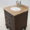 Kommod Badrum 60cm Nashville Mörkbrun - Beige Marmor