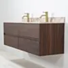 Dubbelkommod Valnöt 150cm Beige Marmor - Marstrand