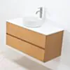 Badrumskommod Ek 100cm Vit Ovanpåliggande Handfat  - Marstrand