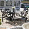 Rund Matgrupp Utomhus 6 stolar Svart Aluminium - Napoli Ø122cm