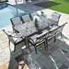 Matgrupp Utomhus 8 stolar Svart Aluminium - Amalfi 212cm