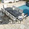 Matgrupp Utomhus 8 stolar Svart Aluminium - Portofino 212cm