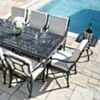 Matgrupp Utomhus 8 stolar Svart Aluminium - Portofino 212cm