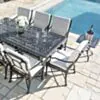 Matgrupp Utomhus 8 stolar Svart Aluminium - Portofino 212cm