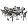 Matgrupp Utomhus 8 Stolar Svart Aluminium - Lugano 213cm