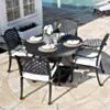 Matgrupp Utomhus Runt Bord Svart Aluminium 4 stolar - Salerno Ø122cm