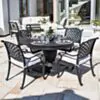 Matgrupp Utomhus Runt Bord Svart Aluminium 4 stolar - Salerno Ø122cm
