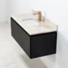 Badrumskommod Svart Valnöt 100cm Beige Marmor - Dallas