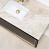 Badrumskommod Svart Valnöt 100cm Beige Marmor - Dallas