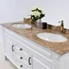 Dubbelhandfat Kommod 160cm Nashville Vit - Beige Marmor