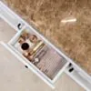Dubbelhandfat Kommod 160cm Nashville Vit - Beige Marmor
