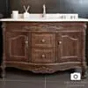 Kommod Badrum 120cm Ottawa Mörkbrun - Vit Marmor
