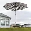Parasoll Ø330cm Randigt med fot - Santorini