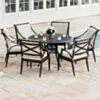 Rund Matgrupp Utomhus 6 stolar Svart Aluminium - Amalfi Ø120cm
