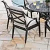 Rund Matgrupp Utomhus 6 stolar Svart Aluminium - Amalfi Ø120cm