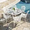 Rund Matgrupp Utomhus 6 stolar Vit Aluminium - Toscana Ø120cm
