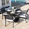 Matgrupp Utomhus Runt Bord Svart Aluminium 4 stolar - Salerno Ø122cm