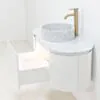 Badrumskommod Vit 100cm Vit Marmor Fristående Handfat - Sandhamn