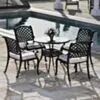 Caféset 4 Stolar Svart Aluminium - Sorrento Ø90cm