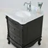 Kommod Badrum 60cm Ottawa Svart - Vit Marmor