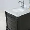 Kommod Badrum 60cm Ottawa Svart - Vit Marmor