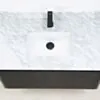 Badrumskommod Svart 80cm Vit Marmor - Båstad