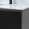 Badrumskommod Svart 80cm Vit Marmor - Båstad