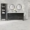 Dubbelhandfat Kommod 160cm Nashville Svart - Vit Marmor