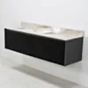 Dubbelkommod Svart 150cm Beige Marmor - Båstad