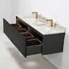 Dubbelkommod Svart 150cm Beige Marmor - Båstad