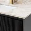 Badrumskommod Svart 80cm Beige Marmor - Båstad