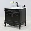 Kommod Badrum 80cm Ottawa Svart - Vit Marmor