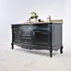 Dubbelhandfat Kommod 160cm Ottawa Svart - Beige Marmor
