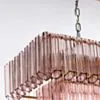 Avlång Kristallkrona 120cm Rosa/Mässing - Verona