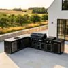 Utekök Premium 253 x 358 – svart komplett hörnutekök med full funktion och förvaring