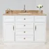 Kommod Badrum 120cm Colorado Vit - Beige Marmor