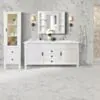Dubbelhandfat Kommod 160cm Nashville Vit - Vit Marmor
