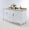 Dubbelhandfat Kommod 160cm Ottawa Vit - Beige Marmor