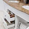 Dubbelhandfat Kommod 160cm Ottawa Vit - Beige Marmor
