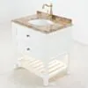 Kommod Badrum 80cm Utah Vit - Beige Marmor