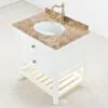 Kommod Badrum 80cm Utah Vit - Beige Marmor